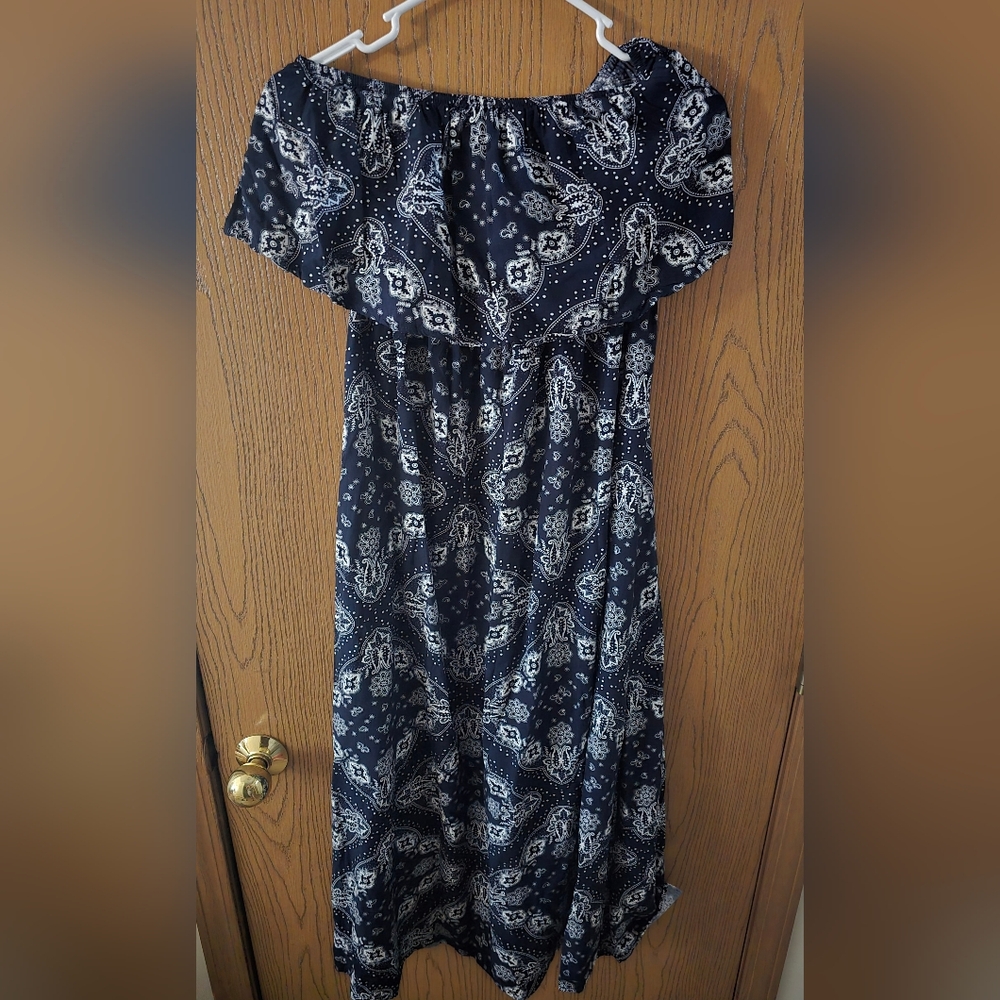Yidarton Blue And White Patterned Strapless Maxi Dress Size M - Picture 8 of 8